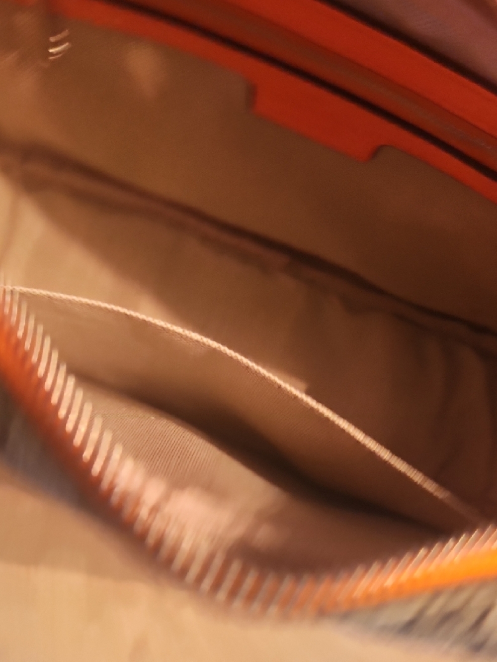 Inspired By Desiner Brown Supreme Crossbody with Orange Accents - Picture 9 of 16